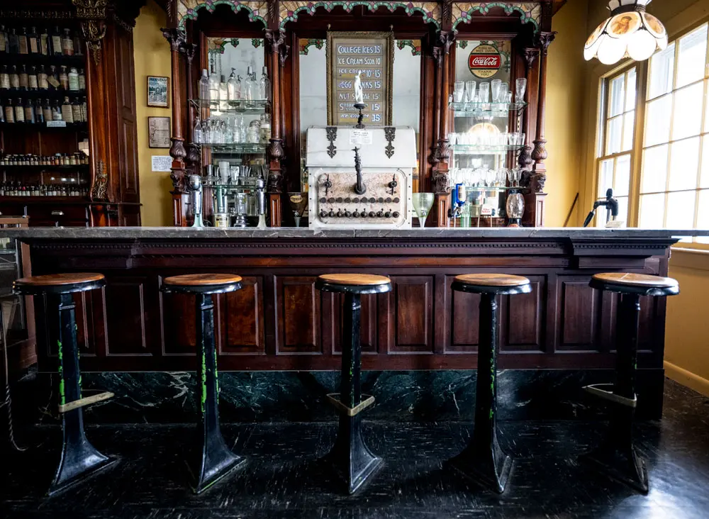 the counter at the LaVerdiere Apothecary in Waterville
