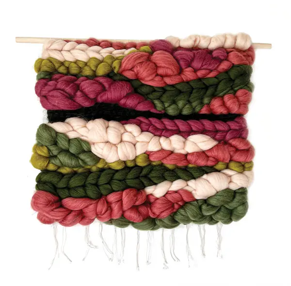sculptural merino-wool-roving wall hanging by Bobbie Ann Tilkens-Fisher