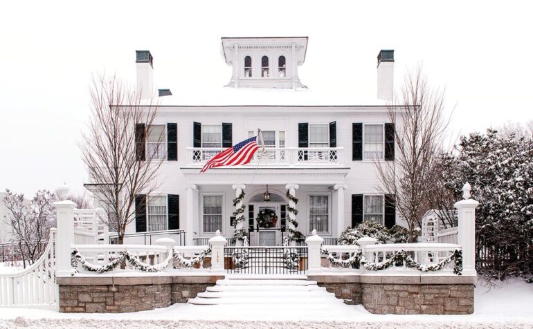 The Blaine House, in Augusta, Maine, decked out for the holidays