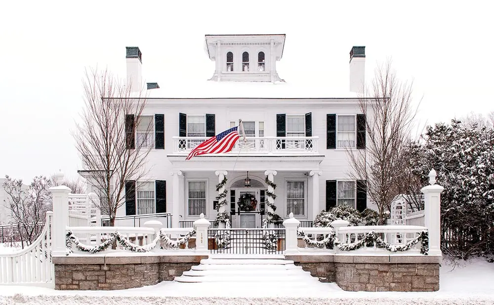 The Blaine House, in Augusta, Maine, decked out for the holidays