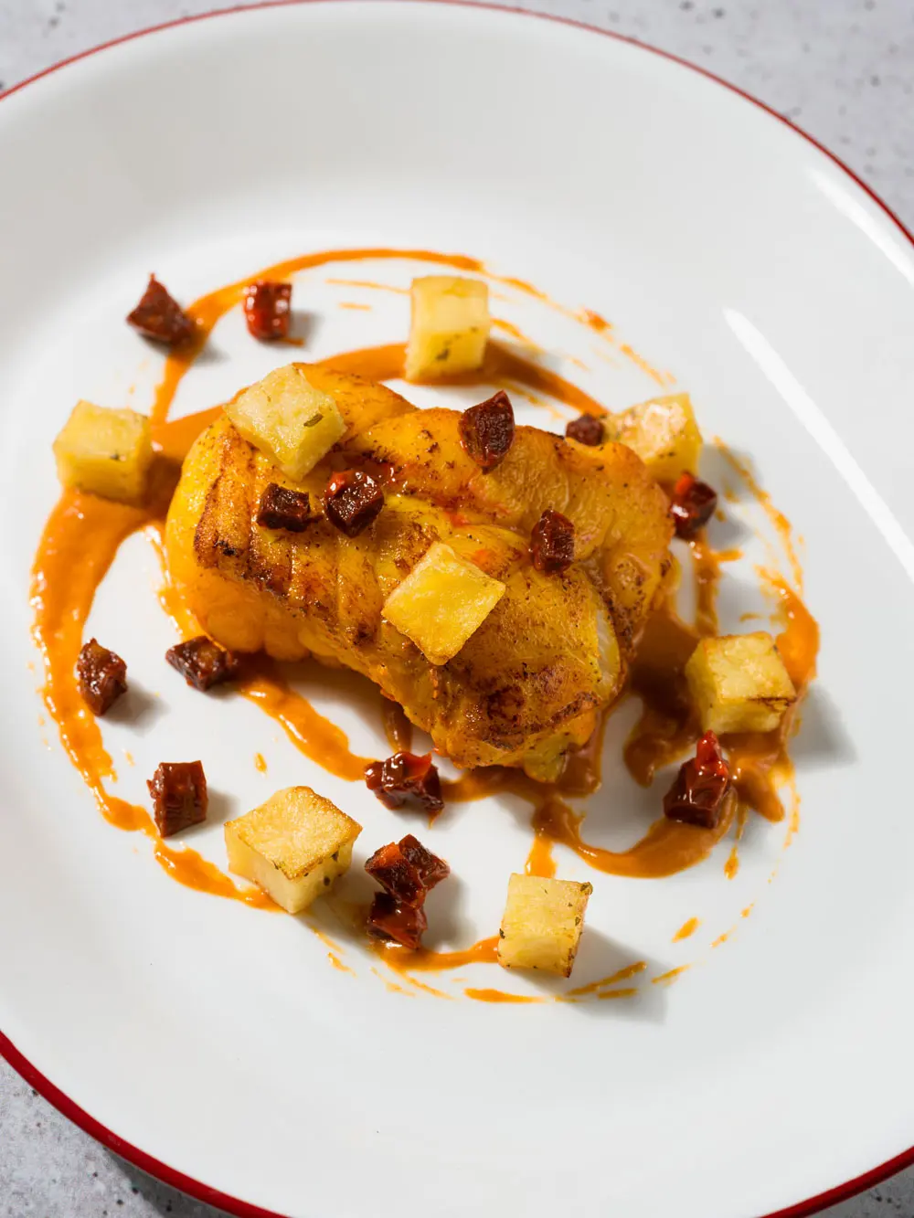 Monkfish with Saffron, Cream, and Chorizo 