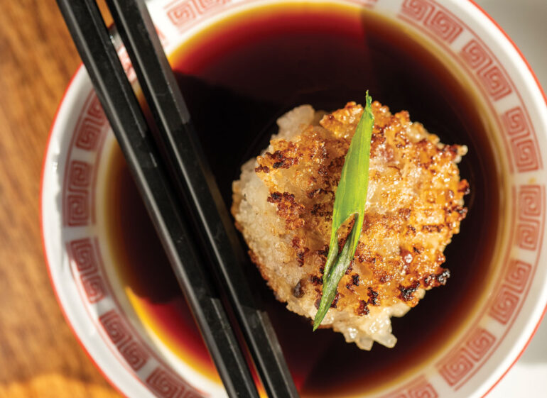 Tao Yaun's new chef de cuisine Leon Vuong introduced crispy rice balls studded with pork, Chinese sausage, and shiitake to the menu