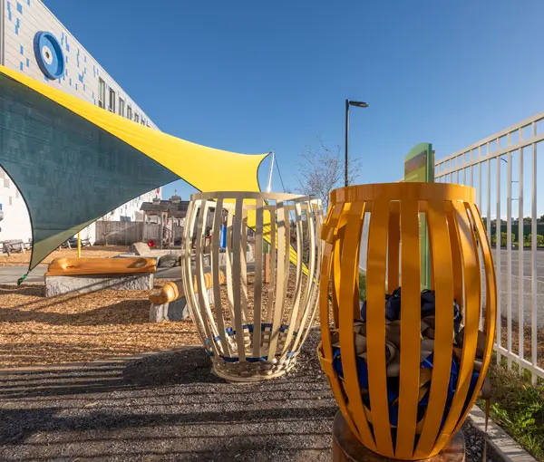 two enormous basket molds designed by Max Romero Sanipass