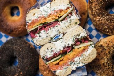a cross-section of the Garden State bagel from Dutchman’s Wood-Fired Bagels in Brunswick, Maine
