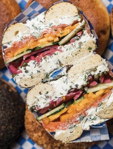 a cross-section of the Garden State bagel from Dutchman’s Wood-Fired Bagels in Brunswick, Maine