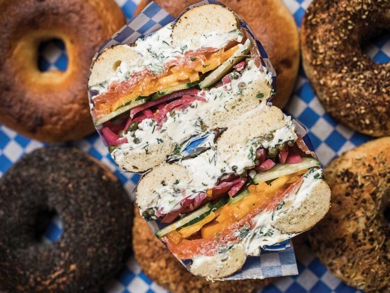 a cross-section of the Garden State bagel from Dutchman’s Wood-Fired Bagels in Brunswick, Maine