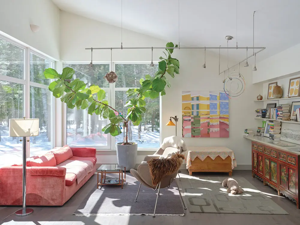 wraparound south-facing windows in the living room