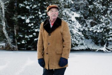 76-year-old Whiting resident Harold Crosby wearing his homespun skates made in 1961