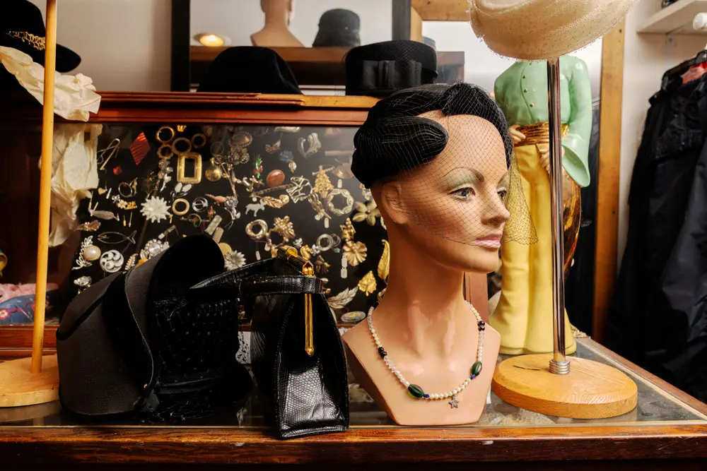 vintage jewelry, wigs, and bags at Orrington's Vintage Finery