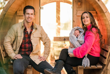 Geoff and Nicole Skidmore, owners of Wolf Cove Inn with their four-month-old Aiden