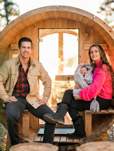 Geoff and Nicole Skidmore, owners of Wolf Cove Inn with their four-month-old Aiden