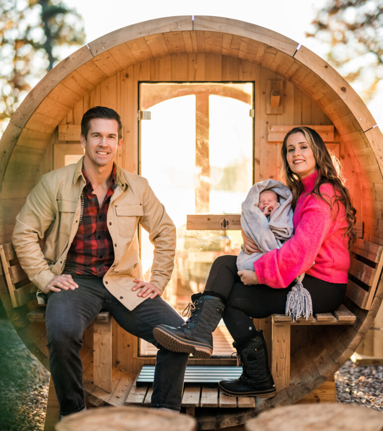 Geoff and Nicole Skidmore, owners of Wolf Cove Inn with their four-month-old Aiden