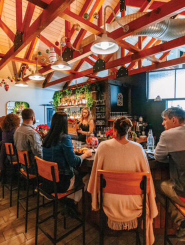 the bar at Oak & Ember in Buxton, Maine