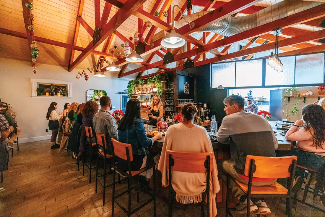 the bar at Oak & Ember in Buxton, Maine