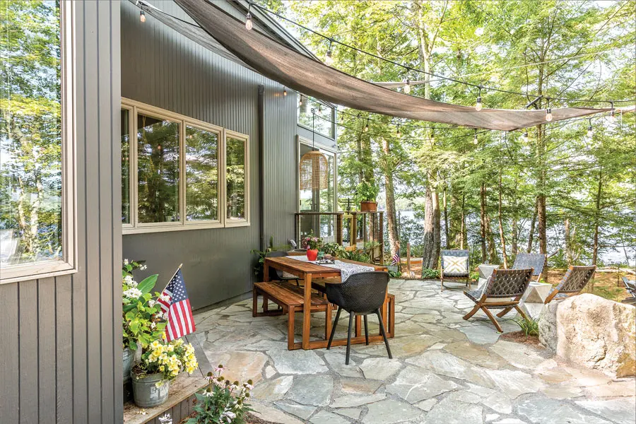 Lovell’s Micklon Tree Service and Landscaping installed the fieldstone patio for the couple.