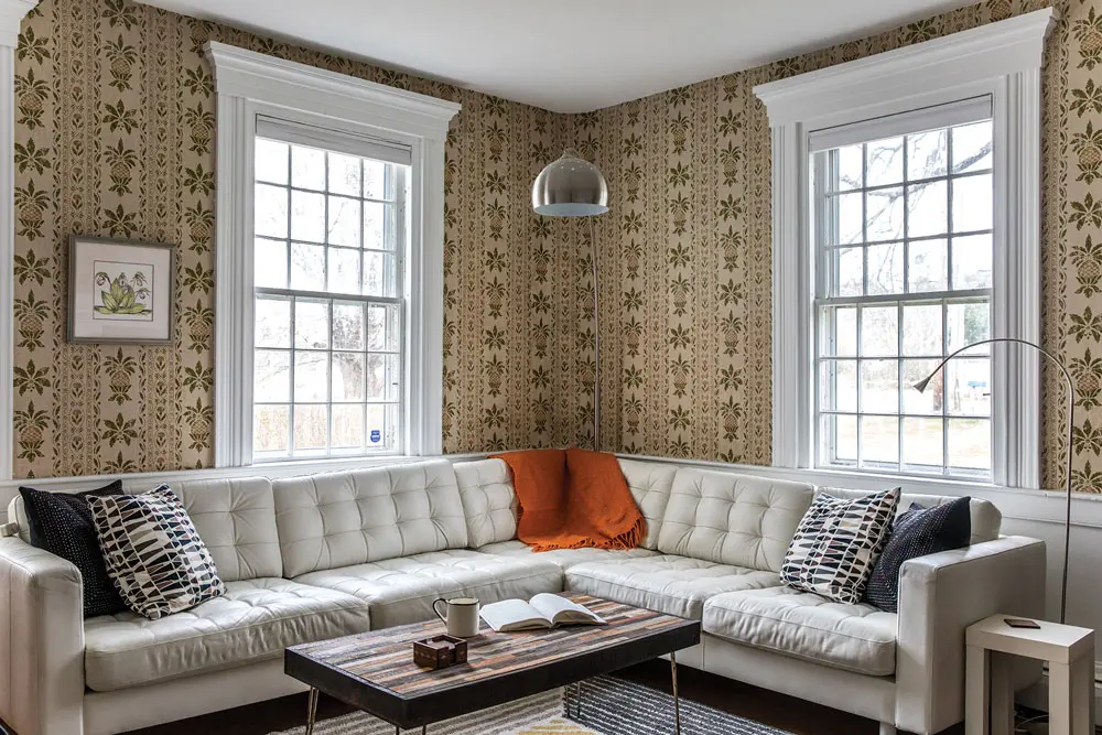 Originally the kitchen, this room was updated with Greek Revival–style trim around 1860, when a new kitchen was built off the back of the Captain Johnson H. Stover Jr. House.