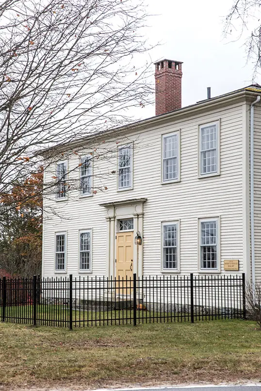 The exterior of the Captain Johnson H. Stover Jr. House is a restrained example of the Federal style