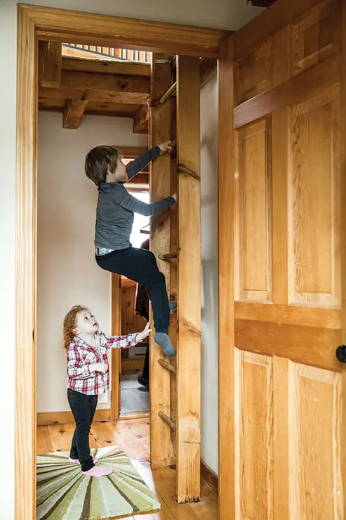 climbing up to the sleeping loft