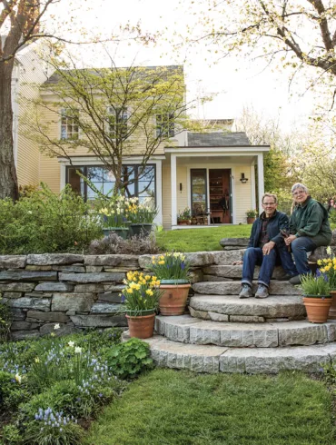 Robin and Rob Whitten in their sprawling Munjoy Hill garden