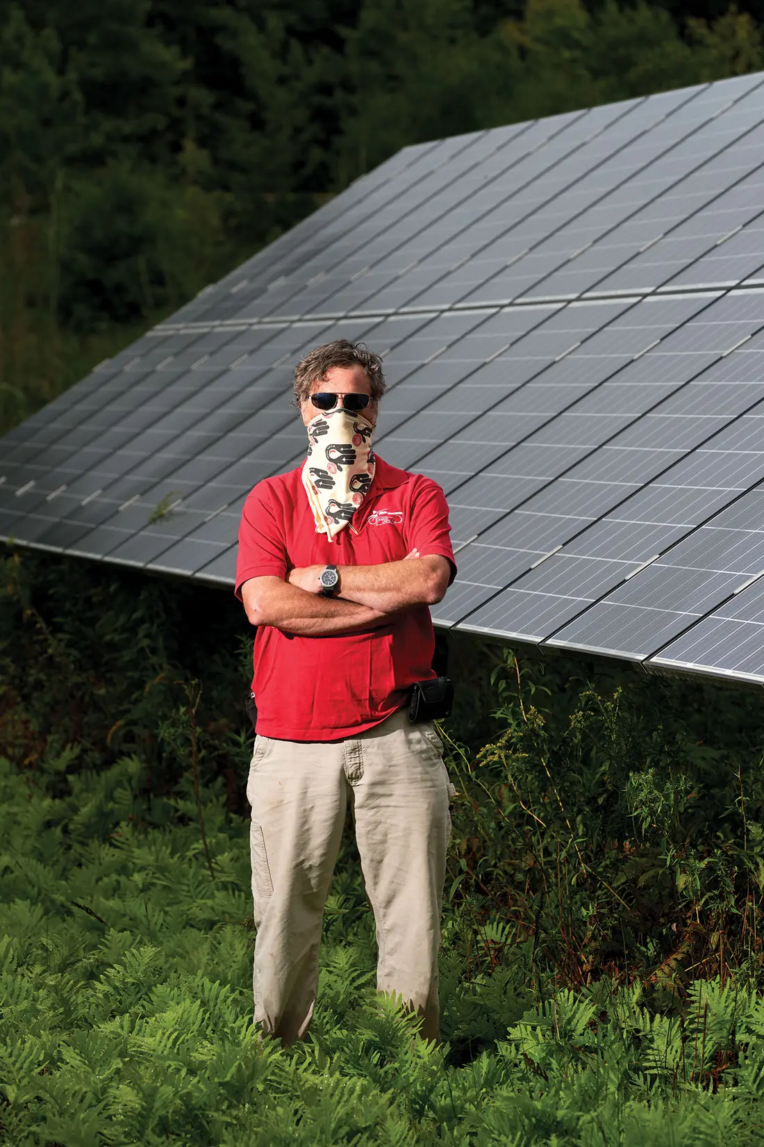 2011_MH_Solar1 Fred Farber is the proud owner of a solar array tucked behind a motor court in Freeport — one of 14 such projects developed by ReVision Energy.
