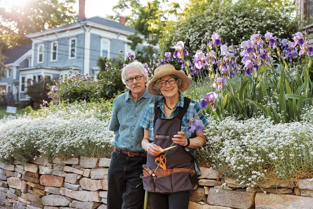 2106_MHG5 Nancy Montgomery and Jack L. Vreeland in front of their Portland garden