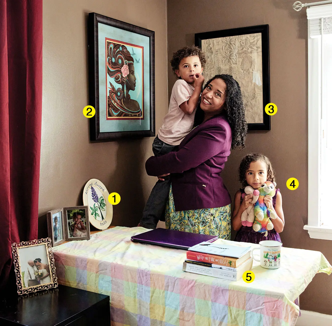 A Children's Author's Stopgap Study Samara Cole Doyon and family in her makeshift home office