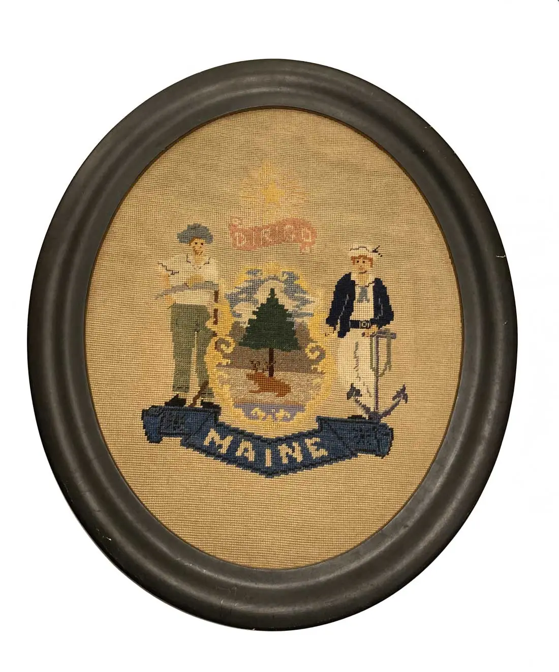 Victorian Fitness Buffs Kept These Around the House Maine state seal needlepoint