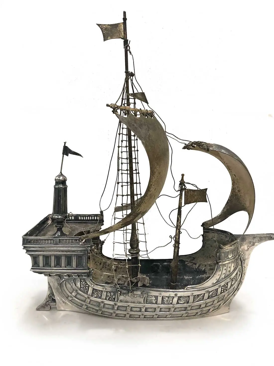 Victorian Fitness Buffs Kept These Around the House silver-plated antique carrack ship