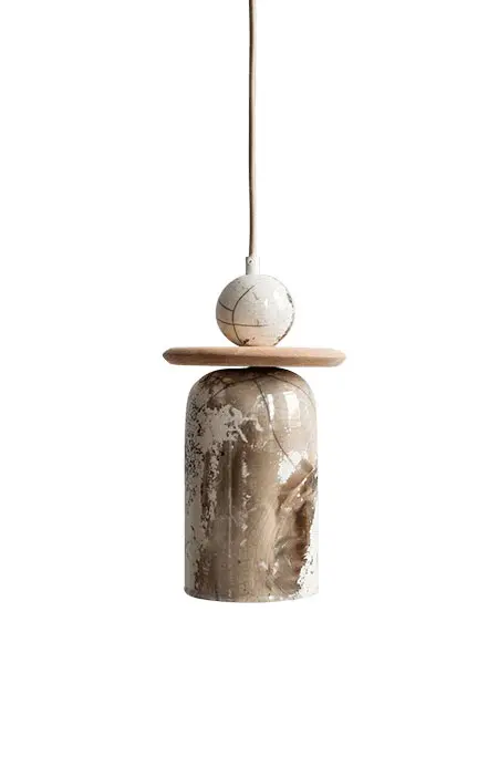 Raku-and-maple pendant by Campfire Pottery