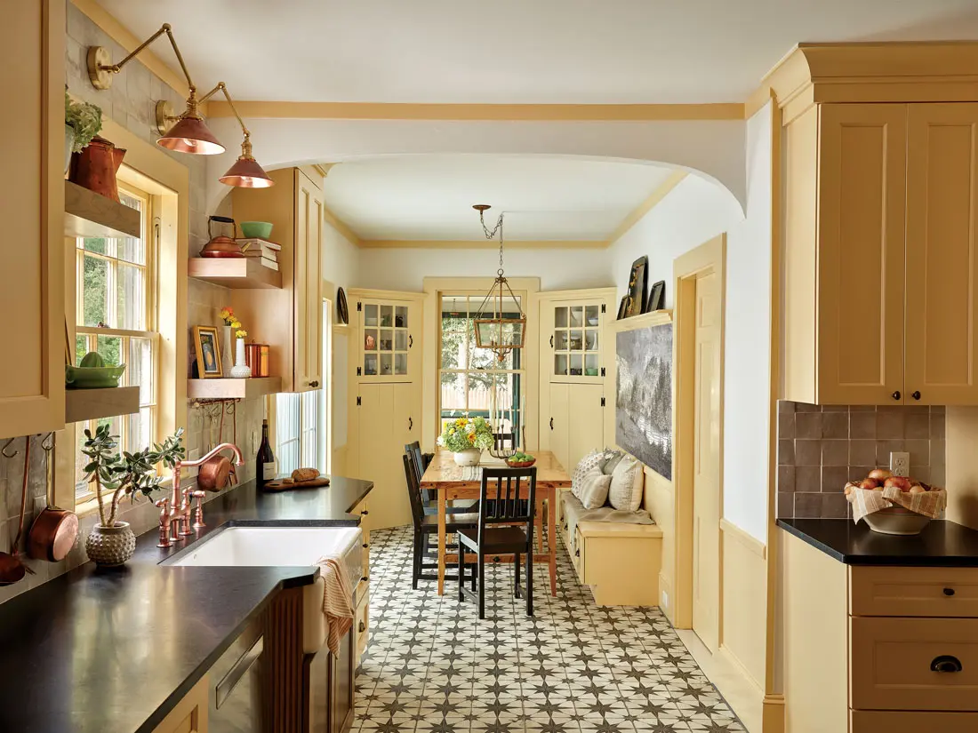 yellow cabinet kitchen