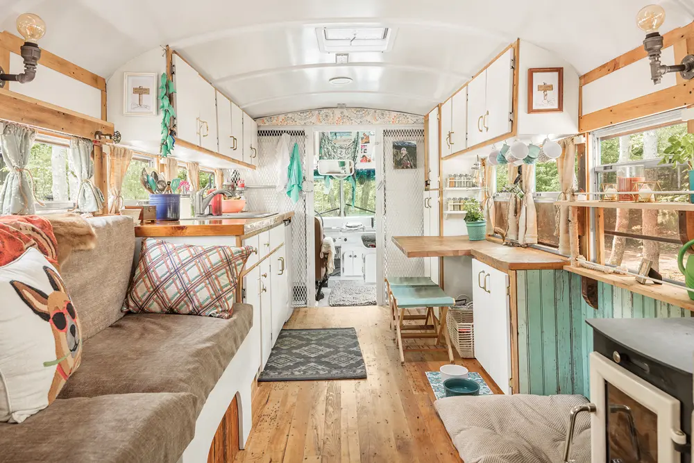 Inside Ben and Meag Poirier's skoolie