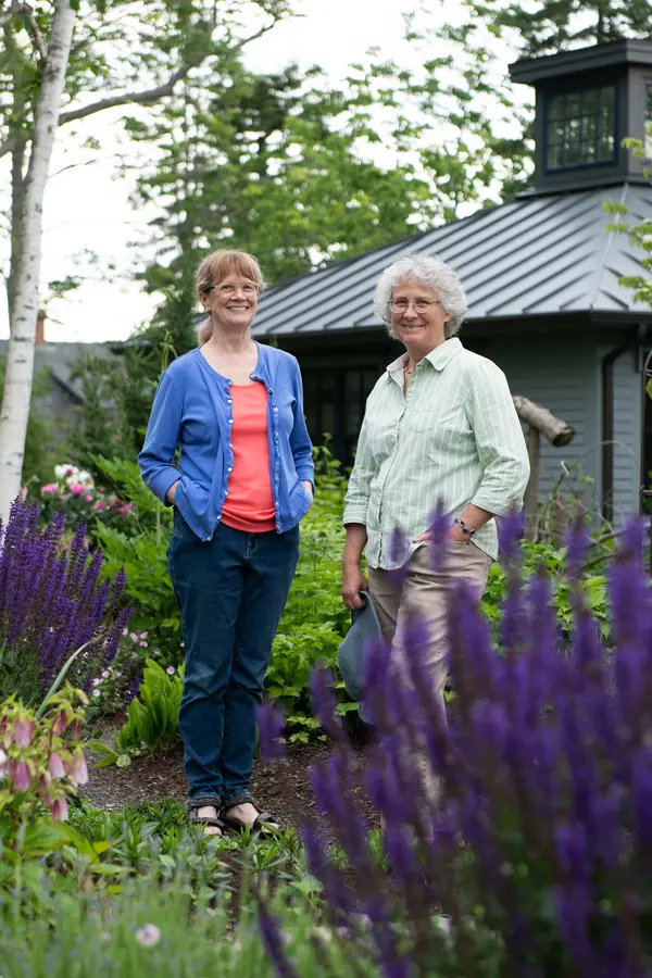 MH1809_Garden_2 Homeowner Barbara Nims, left, accompanied garden designer Lee Schneller Sligh and her crew on one of their regular tours of Japan last year. Sligh often uses Japanese-design principles in her continuously blooming gardens.