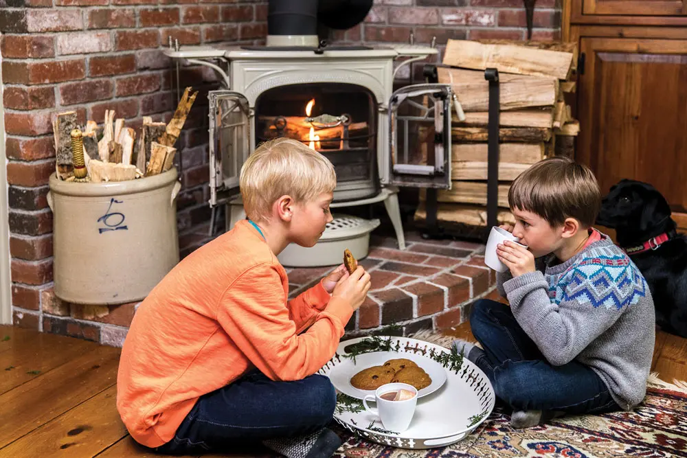cookies and hot cocoa by the fire