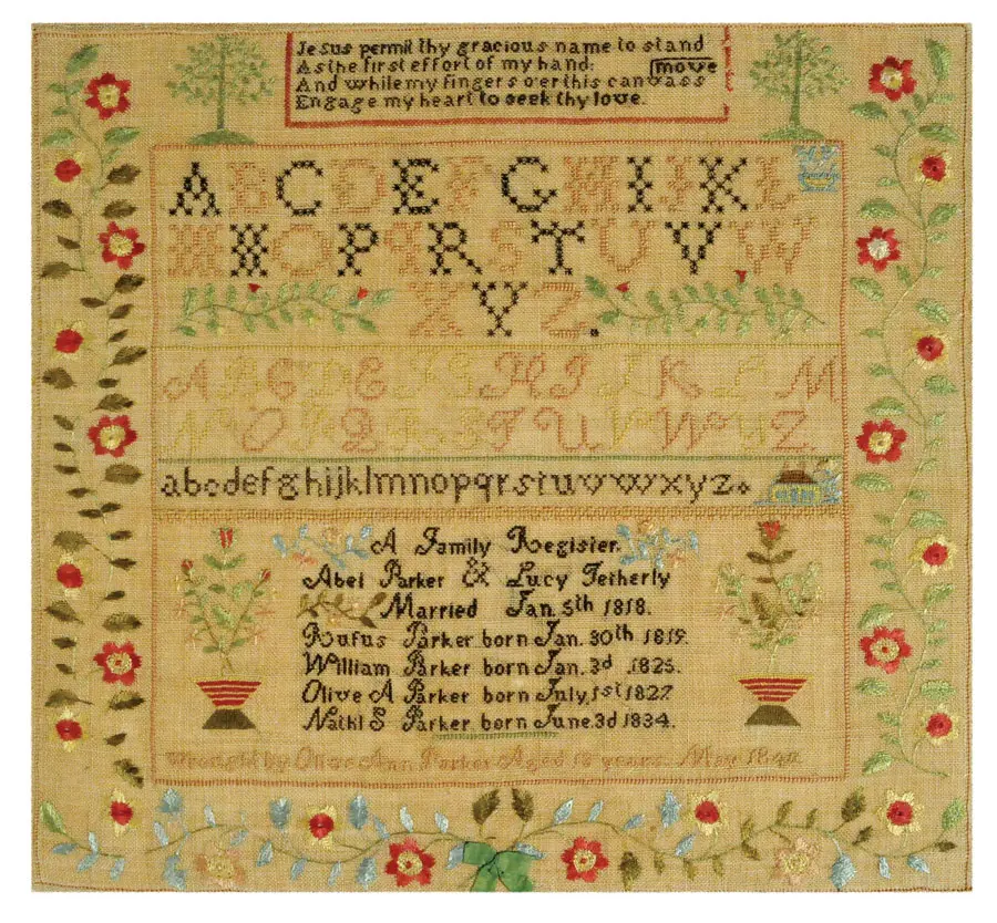 sampler from Misses Martin’s School for Young Ladies in North Yarmouth