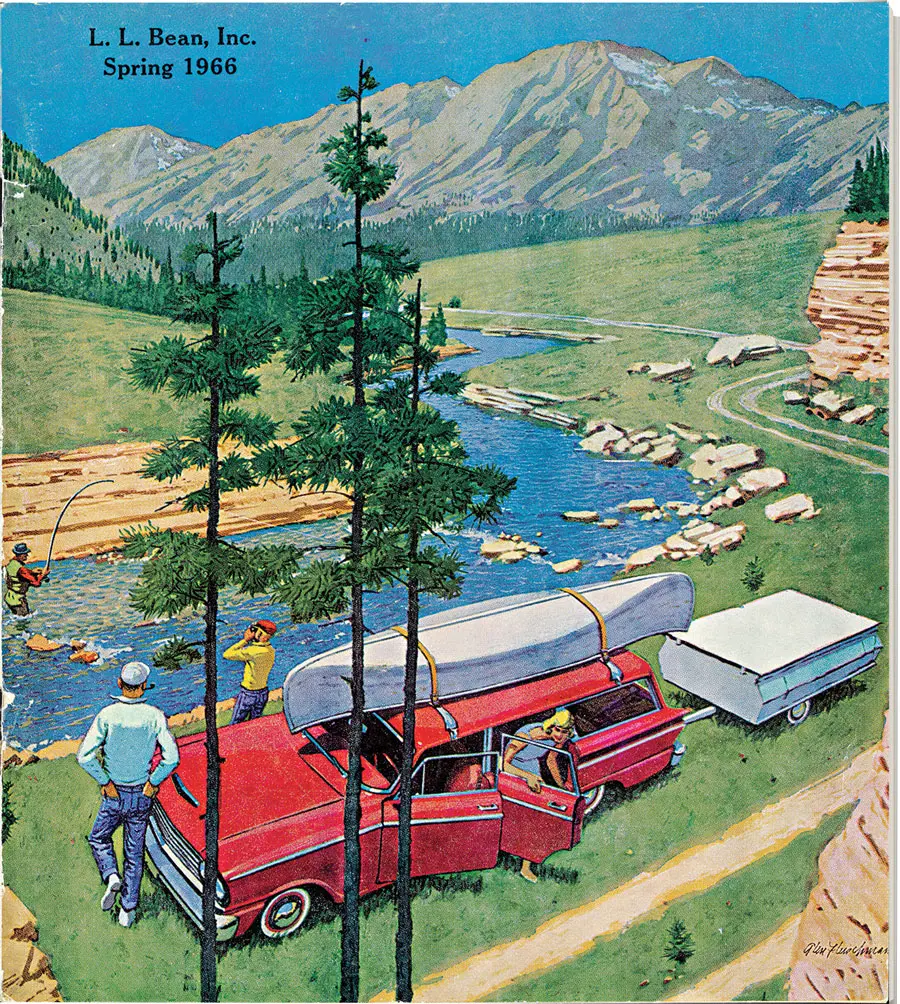Spring 1966 cover L.L. Bean catalog "Perfect Spot," by Glen Fleischmann, 1966.