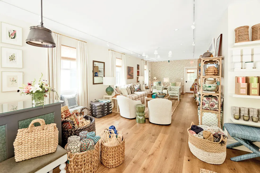 baskets in the showroom of Seal Harbor's Rusticator shop