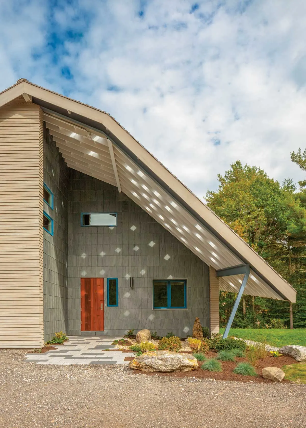 Collapsing Barns Inspired This Green Retreat (That's Built to Last) We’re crushing on a Falmouth new build that marries traditional and modern aesthetics.