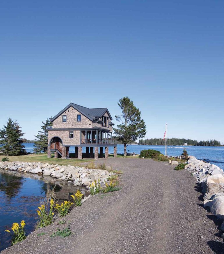 a 1,400 square foot shingled cottage on Mouse Island in St. George, Maine