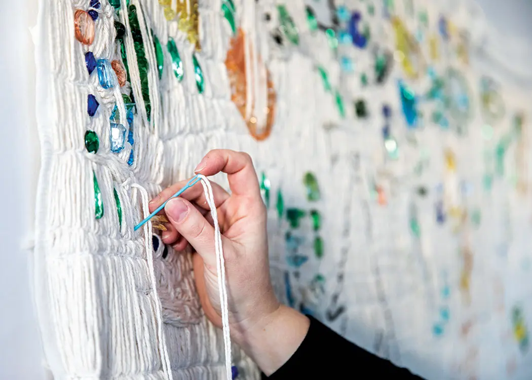 Hannah Secord Wade's hand-woven beaded rug