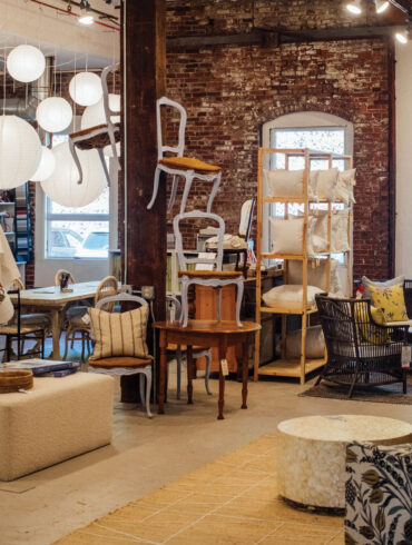 unupholstered and upholstered chairs and pillows at Home Remedies in Portland Maine