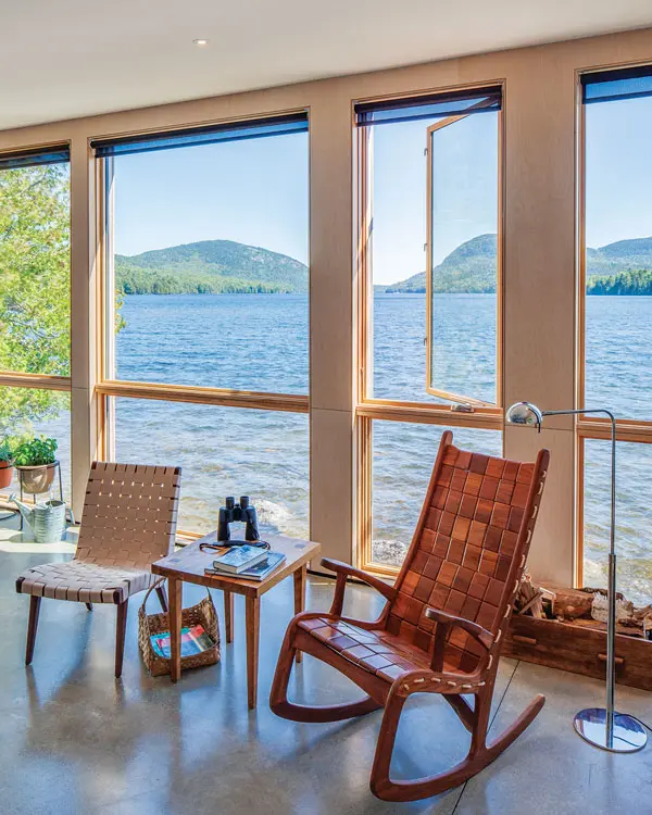 Small camp on Mount Desert Island's Long Pond by WMH Architects