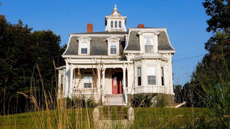 the 1872 Captain Nathaniel Stone House, located in Farmingdale, Maine