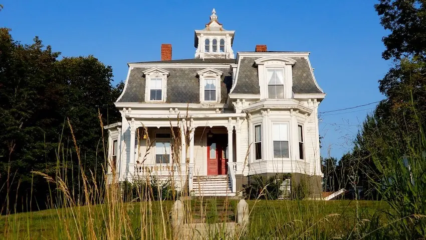 the 1872 Captain Nathaniel Stone House, located in Farmingdale, Maine