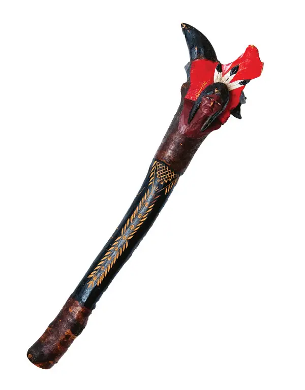a Penobscot war club given to Jason K. Brown's grandfather