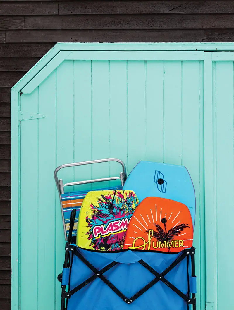 The couple keeps a beach wagon stocked for guests.