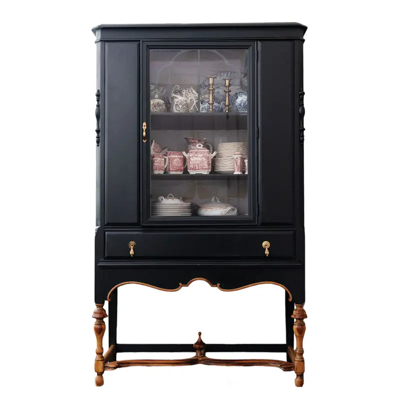 glazed-walnut Hepplewhite-style china cabinet