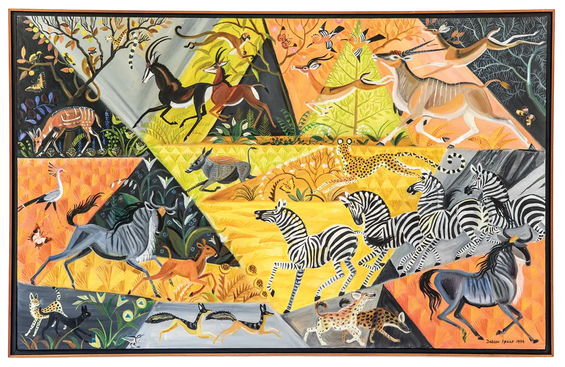 Dahlov Ipcar's Luando Morning, 1994, oil on linen, 30" x 48"