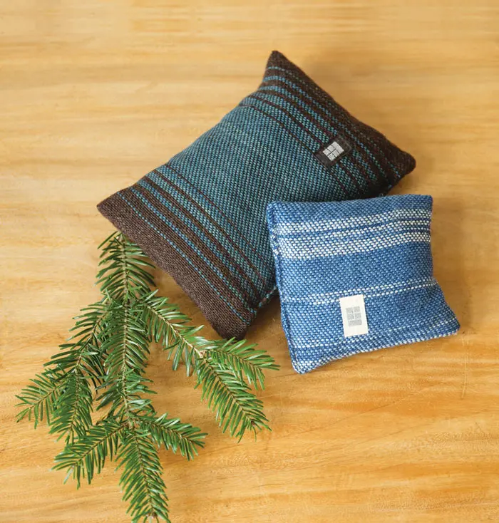 striped sachets of balsam-fir, cedar, and lavender