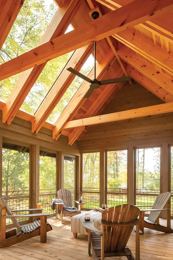 the guesthouse's vaulted screened porch