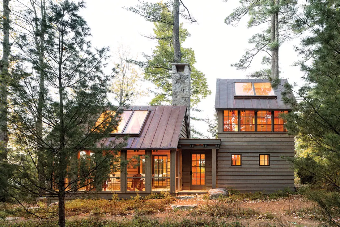 the exterior of the Sebago Lake retreat's guesthouse